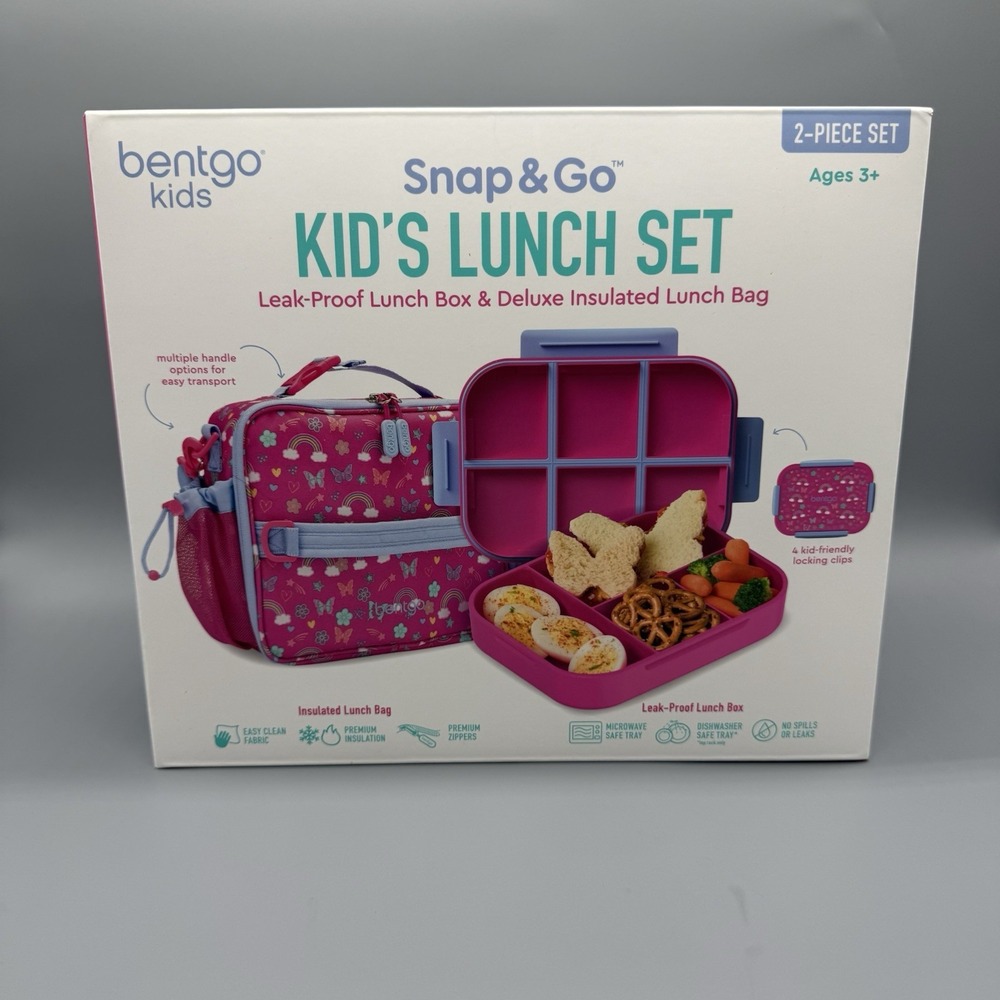 Bentgo Kids Snap & Go Kid's Leak-Proof Lunch Box and‎ Insulated Lunch Bag Set